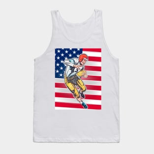 Football Athlete and American Flag Tank Top